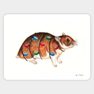 Hamster with Fairy Lights Sticker